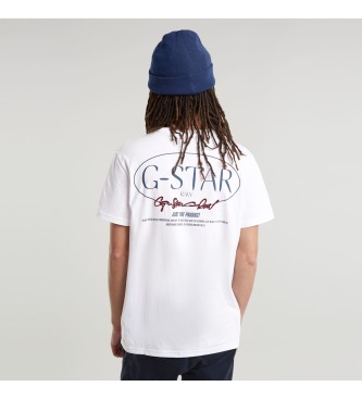 G-Star T-shirt z grafiką Circle Back biały