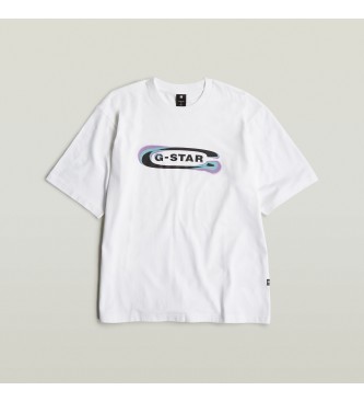 G-Star T-shirt squadrata con logo Old Skool sfumato bianca