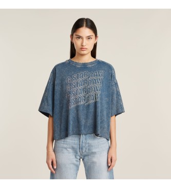 G-Star T-shirt oversize con logo multiplo blu lavato
