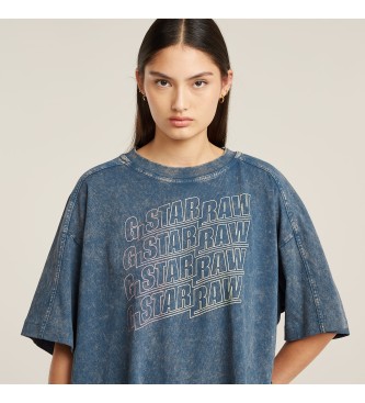 G-Star T-shirt oversize con logo multiplo blu lavato