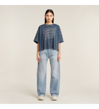 G-Star T-shirt oversize con logo multiplo blu lavato