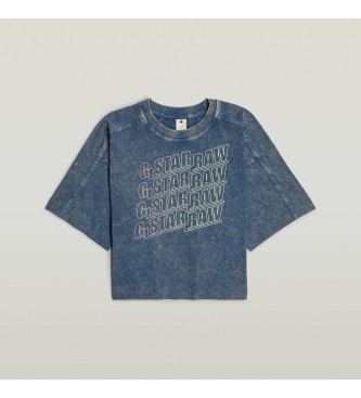 G-Star T-shirt oversize con logo multiplo blu lavato