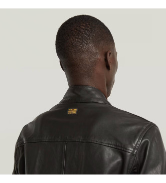 G-Star Veste de motard en cuir noir
