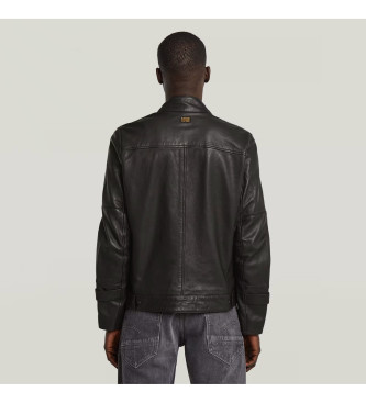 G-Star Veste de motard en cuir noir