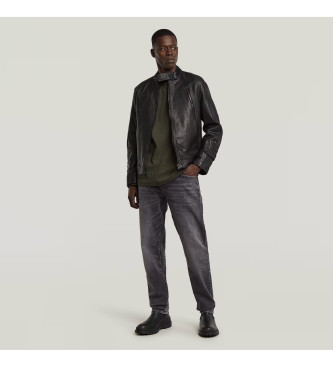 G-Star Veste de motard en cuir noir