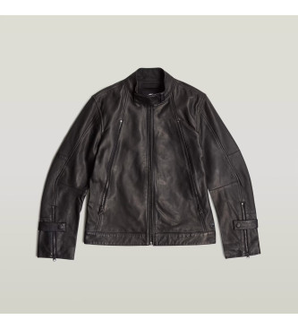 G-Star Veste de motard en cuir noir