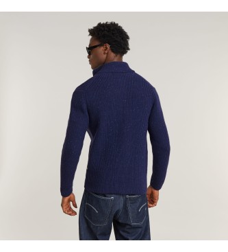 G-Star Strickjacke mit doppeltem Kragen navy