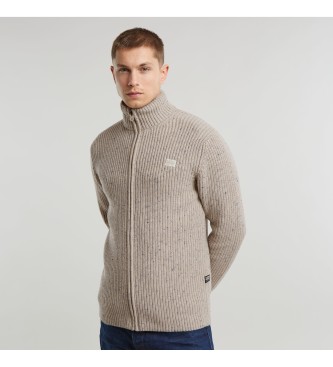 G-Star Double Collar Knitted Jacket beige