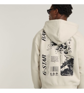 G-Star Sudadera Poster Back Graphic Loose blanco roto