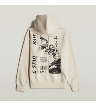 G-Star Sudadera Poster Back Graphic Loose blanco roto