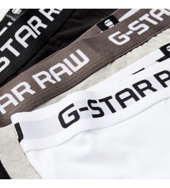 G-Star Lot de 3 caleons Boxer classiques blanc, noir, gris