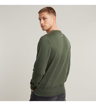 G-Star Podstawowy zielony sweter