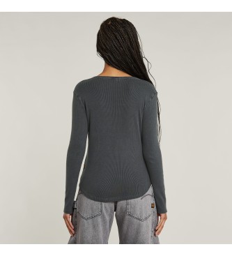 G-Star Camiseta Slim con cuello de pico bajo gris