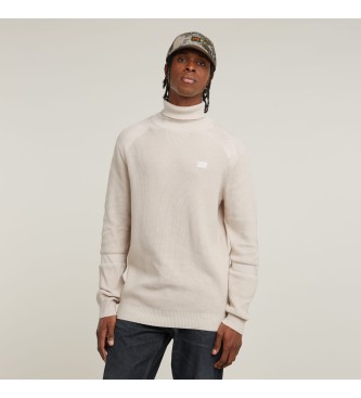 G-Star Detailed turtle knitted beige zip pullover