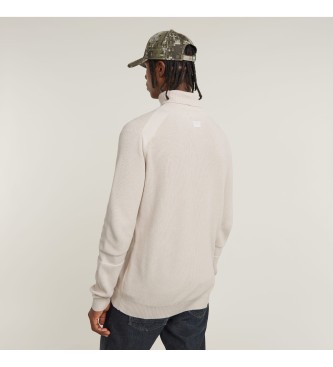 G-Star Detaljerad skldpaddsstickad beige pullover med dragkedja