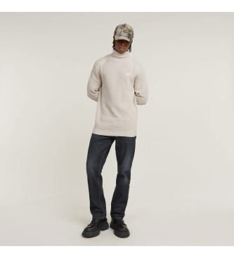 G-Star Detaljerad skldpaddsstickad beige pullover med dragkedja