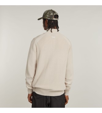 G-Star Pullover Detailed Knitted Zip Thrub beige