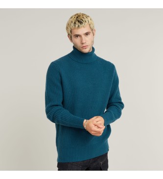 G-Star Niebieski sweter z dzianiny Essential Turtle