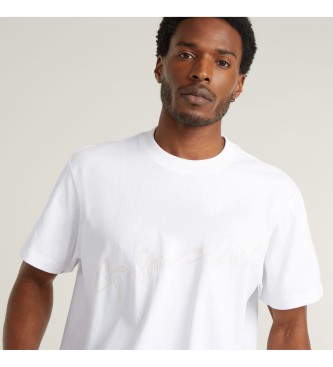 G-Star T-shirt Flock G-Script Loose branca