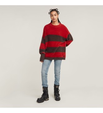 G-Star Fuzzy stripe loose jumper red