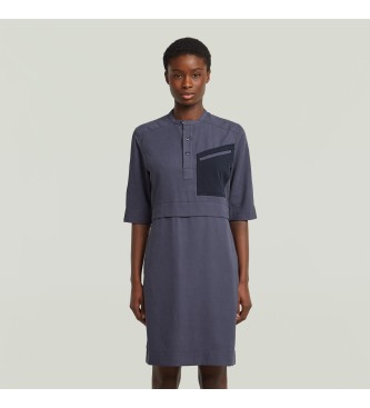 G-Star Half Placket Hemd Kleid blau