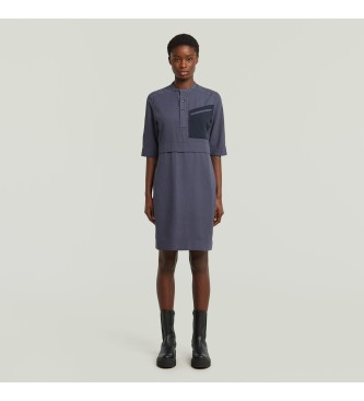 G-Star Half Placket Hemd Kleid blau