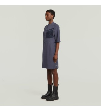 G-Star Half Placket Hemd Kleid blau