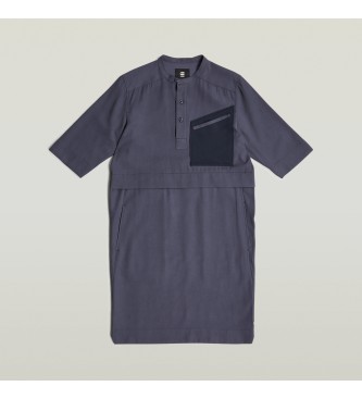 G-Star Half Placket Hemd Kleid blau