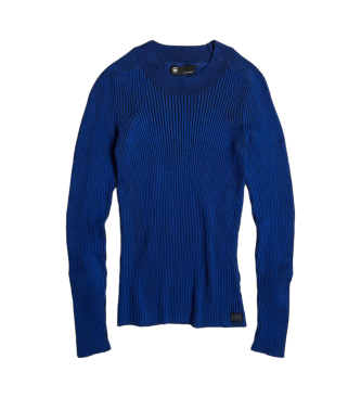 G-Star Niebieski sweter z dzianiny Plated Slim