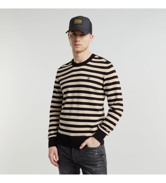 G-Star Stripe jumper black, off-white ecru