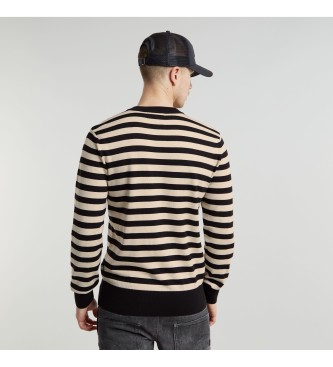 G-Star Stripe jumper black, off-white ecru