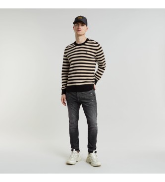 G-Star Stripe jumper black, off-white ecru