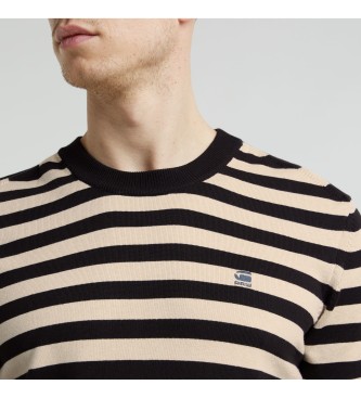 G-Star Stripe jumper black, off-white ecru