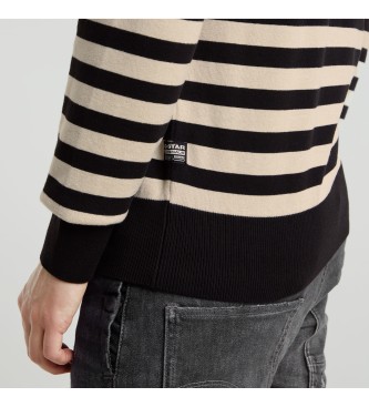 G-Star Stripe jumper black, off-white ecru