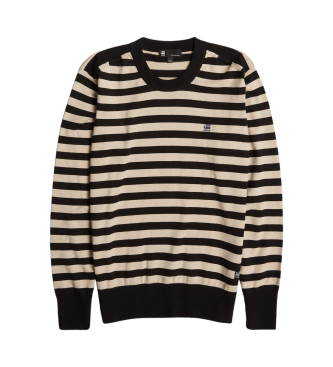 G-Star Stripe jumper black, off-white ecru