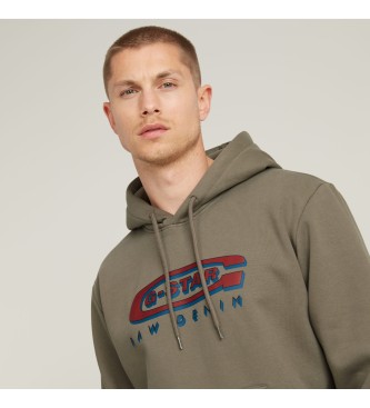 G-Star Hoodie with Old Skool logo green