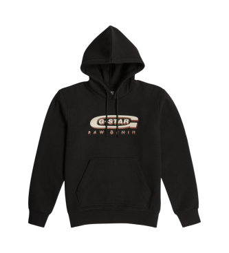 G-Star Felpa con cappuccio nera con logo Old Skool