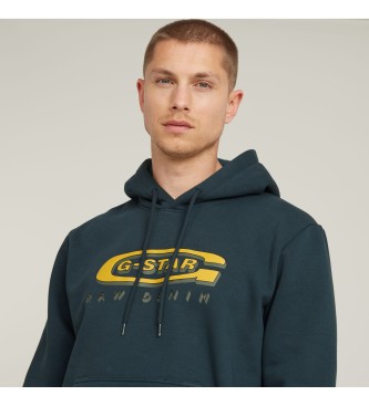 G-Star Sweatshirt med htte og navy Old Skool-logo