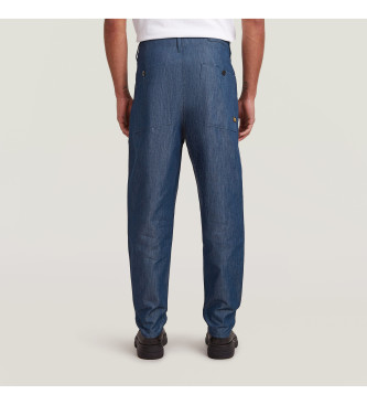 G-Star Pantaloni Chino Blu Conici e Rilassati a Pieghe