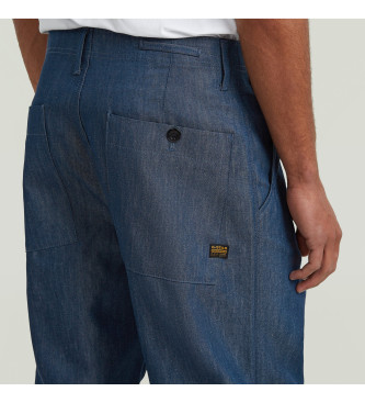 G-Star Pantaloni Chino Blu Conici e Rilassati a Pieghe