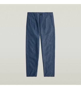 G-Star Pantaloni Chino Blu Conici e Rilassati a Pieghe