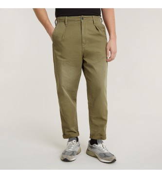 G-Star Plisirane sproščene hlače Chino zelena