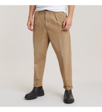G-Star Plisowane spodnie chino w kolorze brązowym