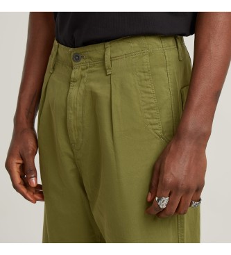 G-Star Calas cnicas relaxadas com pregas Chino verde