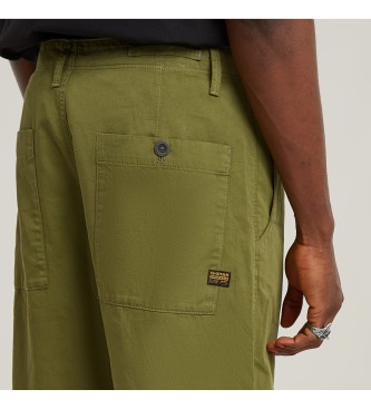 G-Star Calas cnicas relaxadas com pregas Chino verde