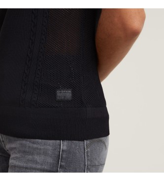 G-Star Pointelle sort pullover med spaghettistropper