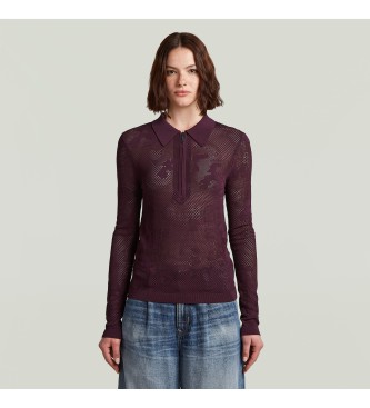 G-Star Pointelle Slim burgundy polo shirt