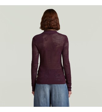 G-Star Pointelle Slim burgundy polo shirt