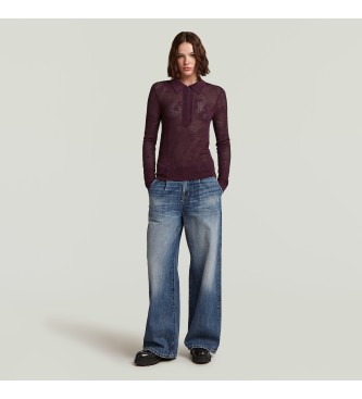 G-Star Pointelle Slim burgundy polo shirt