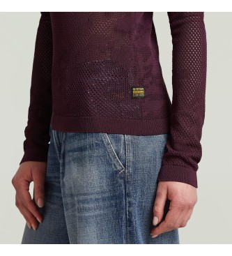 G-Star Pointelle Slim burgundy polo shirt